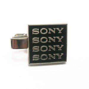Vintage Sony Quad Logo Tie Clip Bar silver tone Metal retro tech collectible